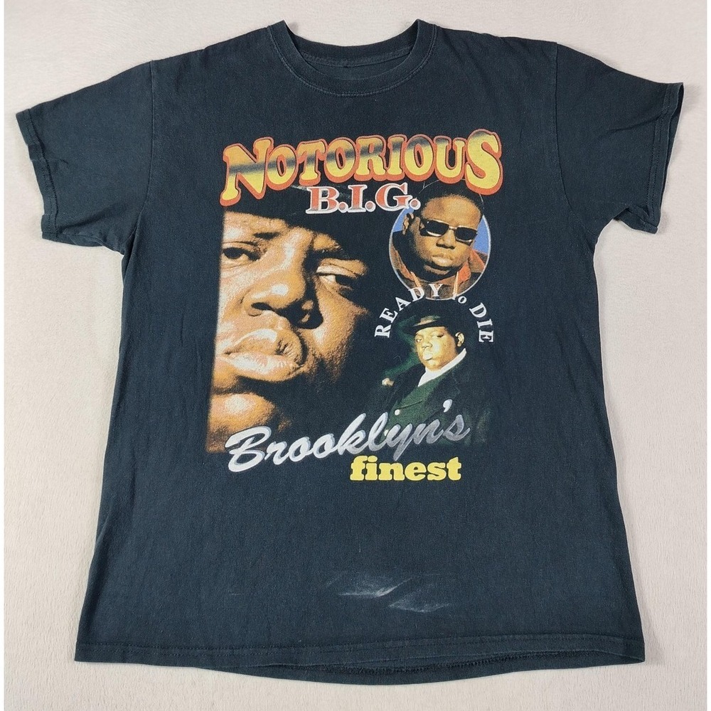 Notorious B.I.G. Shirt Mens Medium Black Brooklyn's Finest Graphic Tee Rap